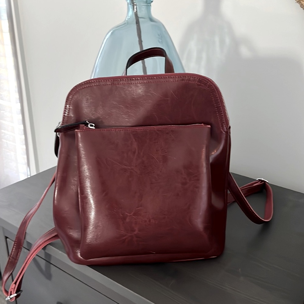Heshe maroon/red backpack/purse.